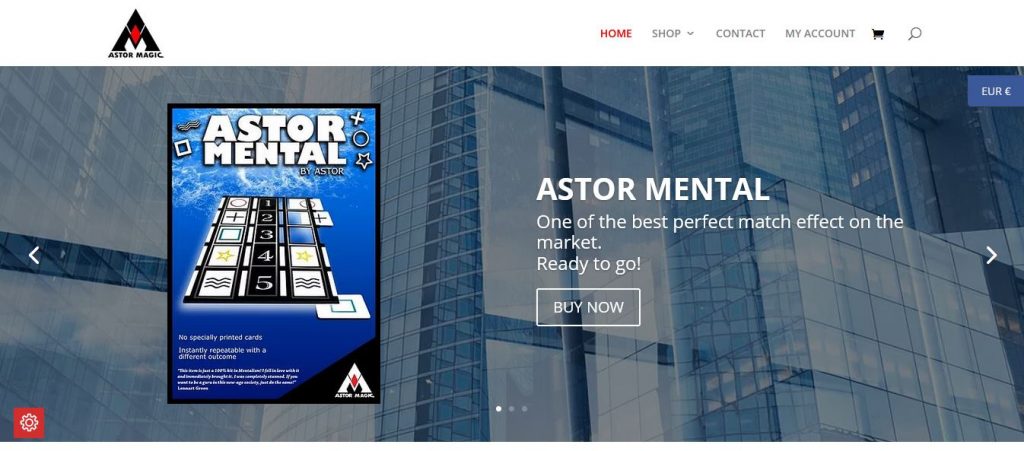Screenshot of the Astormagic webshop homepage