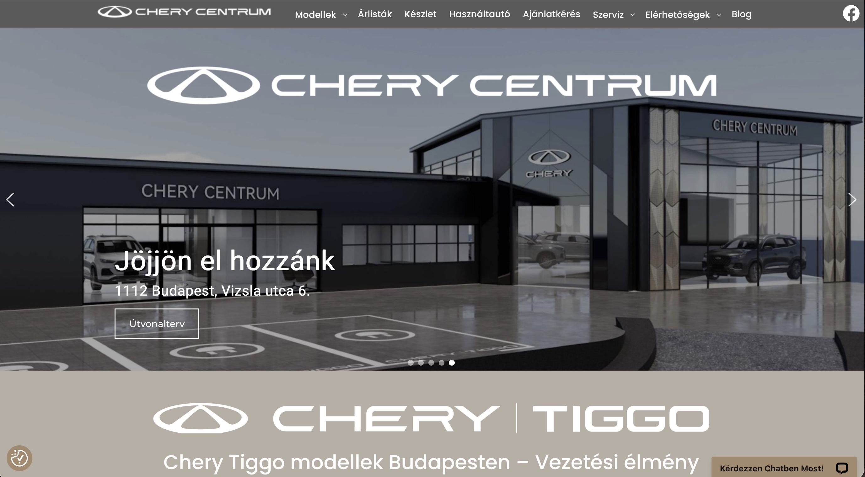 Screenshot of the Chery Centrum website homepage