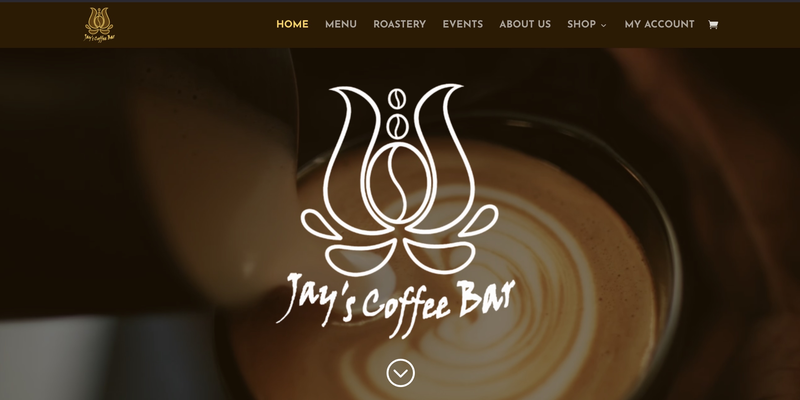 Screenshot of the Jay's Coffee Bar website homepage